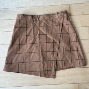 Forever 21 Tan Checkered Skirt